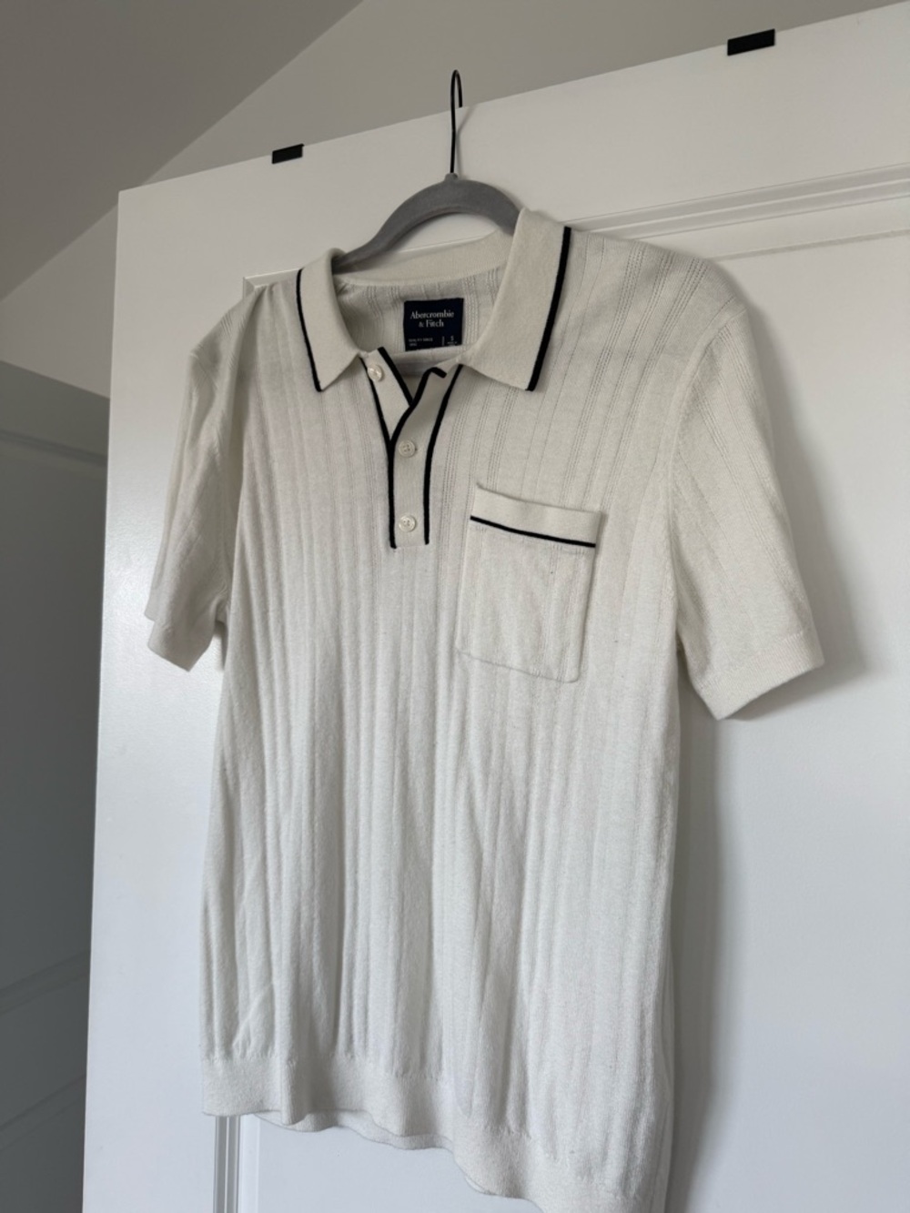 Abercrombie & Fitch Ivory Polo with Black Trim
